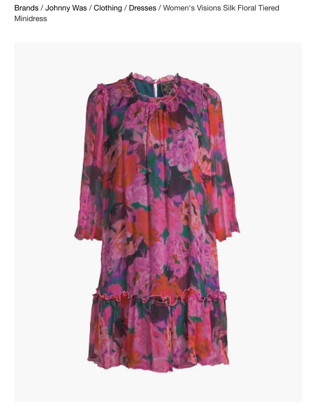 Johnny Was Floral Silk Tiered Dress